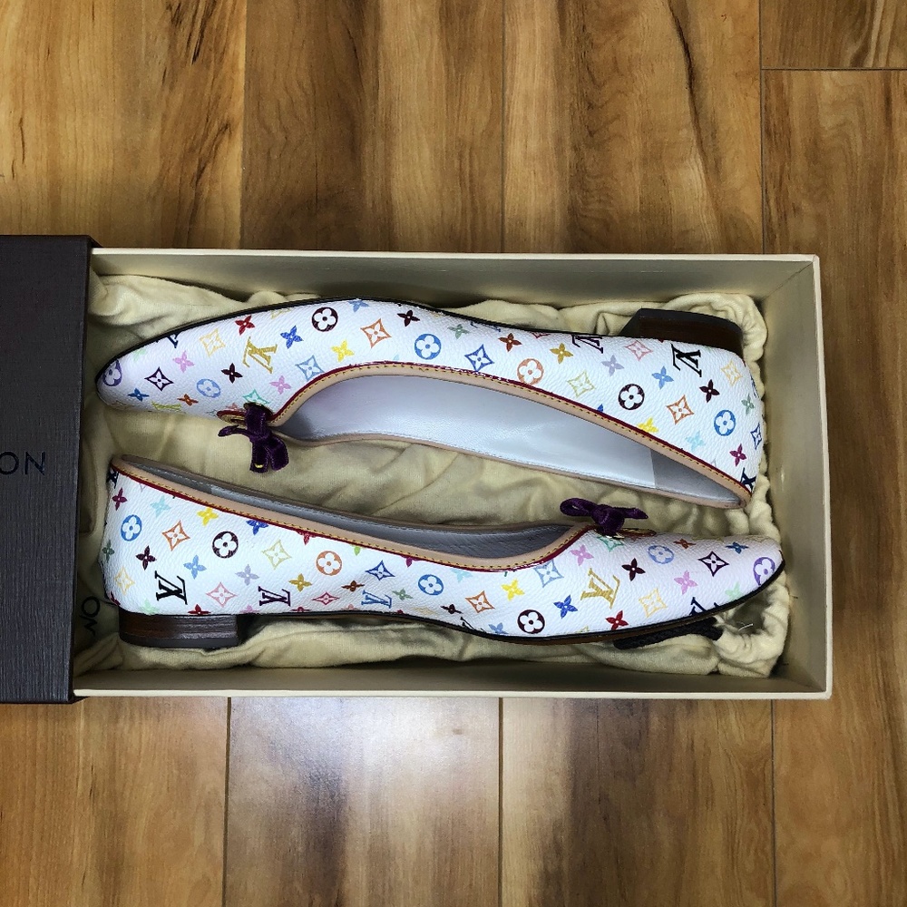 Vintage Louis Vuitton White Monogram Ballet Flats